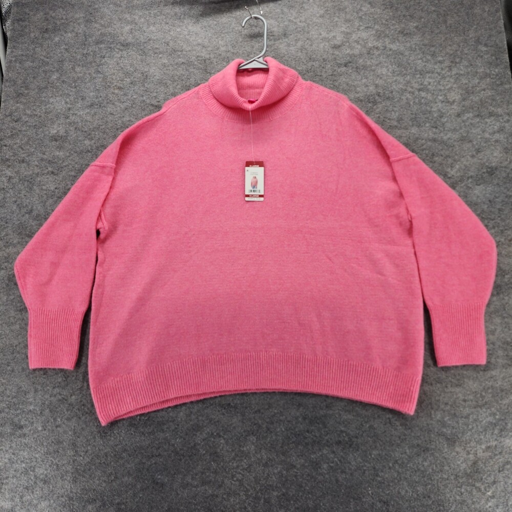 Vince Camuto Sweater Womens XL 3/4 Sleeve Pink Oversize Turtleneck
